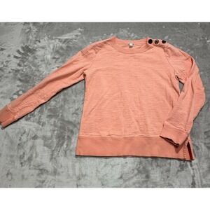 J‎ Crew Pullover Sweater Womens Size XS Peach Soft Textured Knit Button Accents